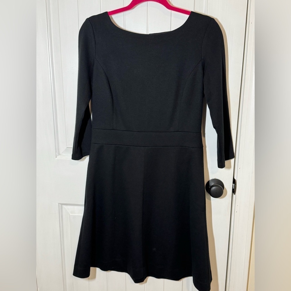 L.L Bean Signature Black Jersey Knit 3/4 Length Sleeve Dress
